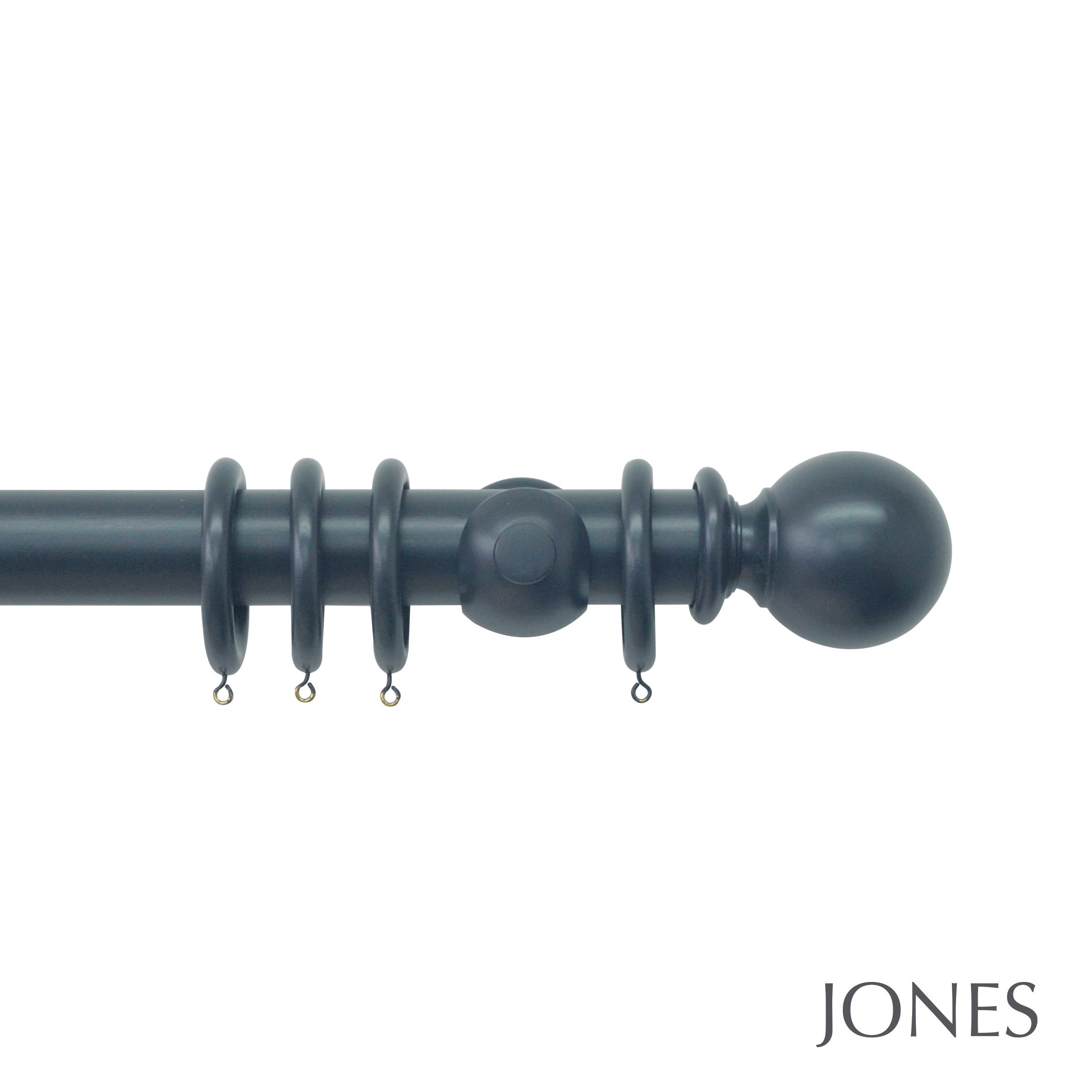 Jones Interiors Estate Ball Finial Curtain Pole Set in Airforce