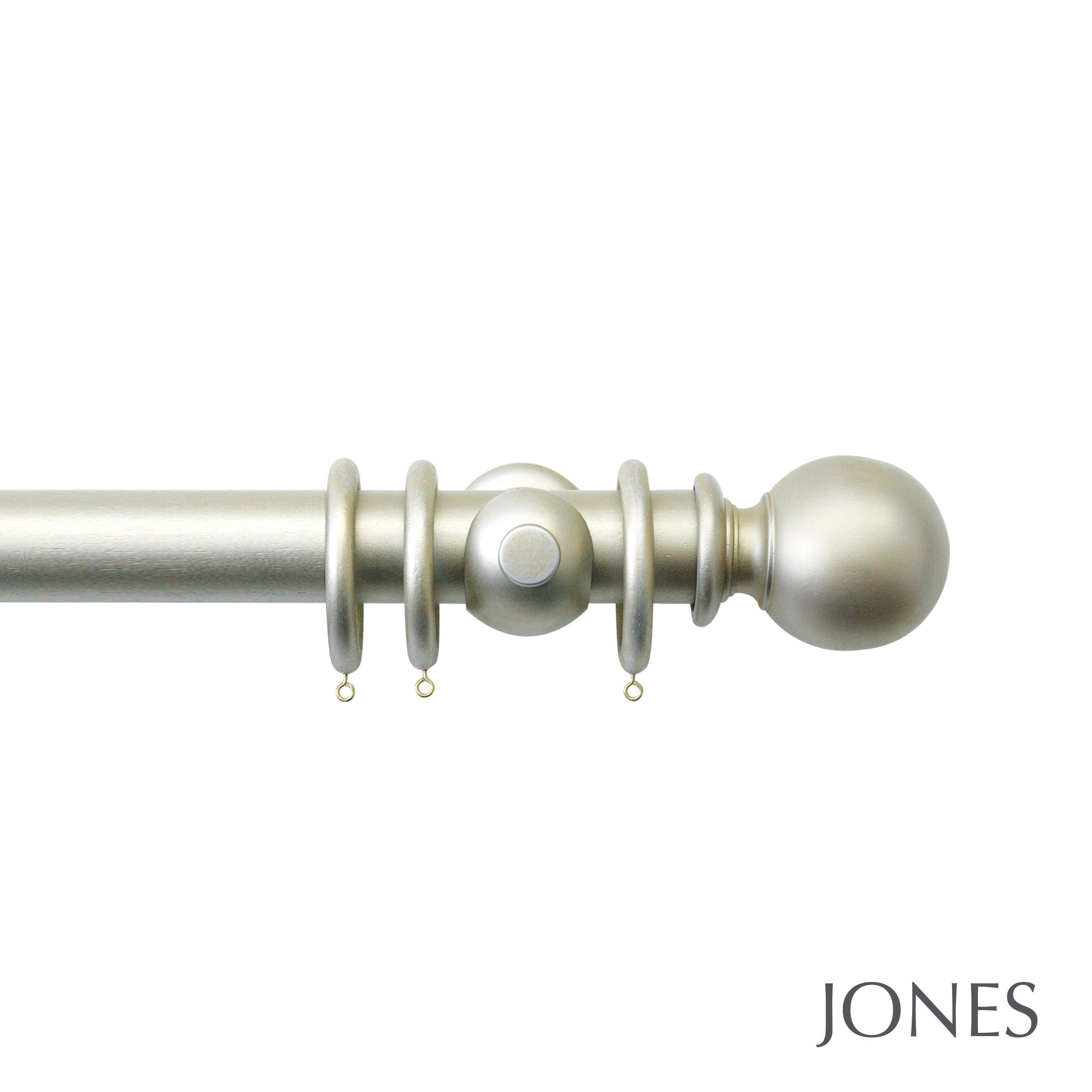 Jones Interiors Florentine Ball Finial Curtain Pole Set in Champagne Silver