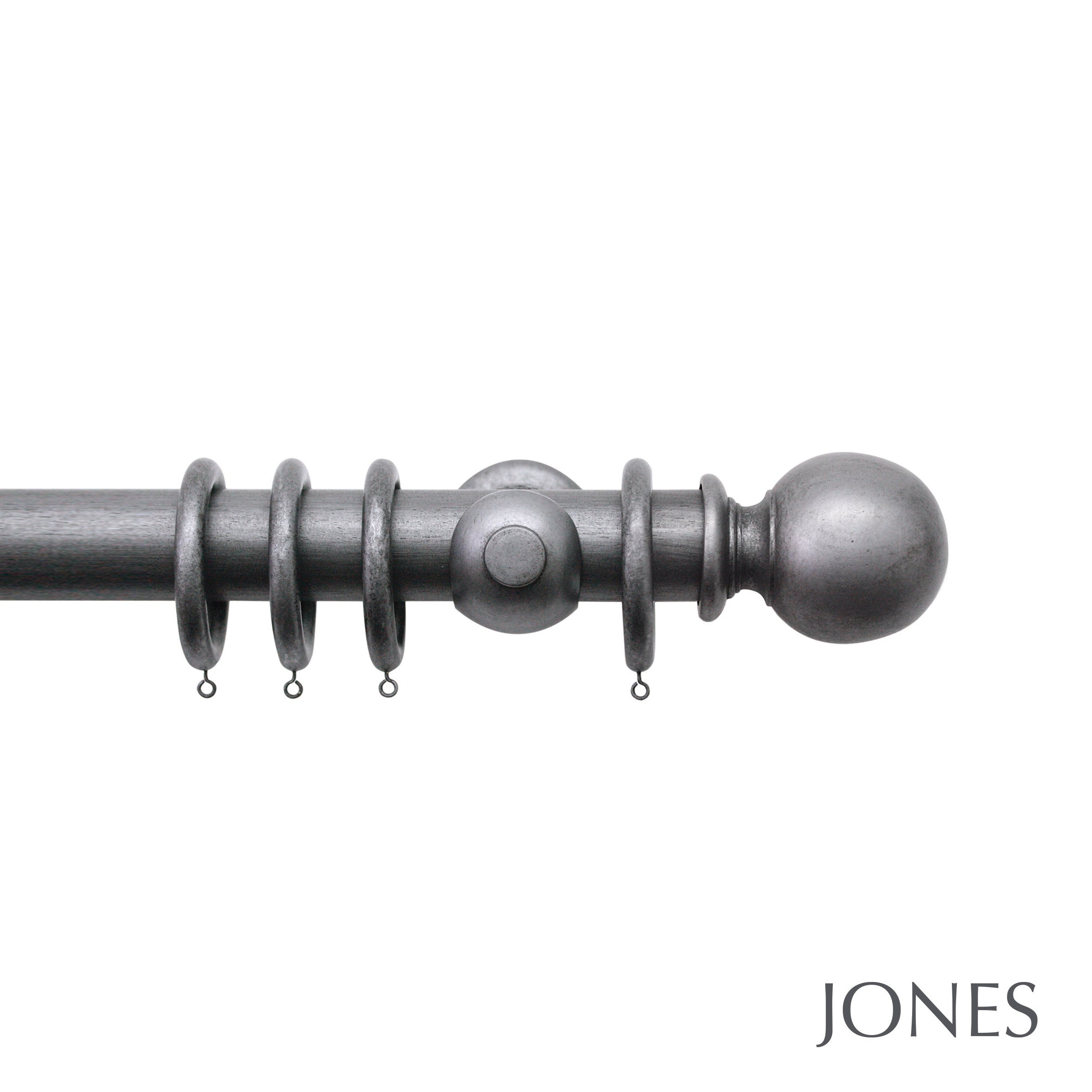 Jones Interiors Florentine Ball Finial Curtain Pole Set in Pewter