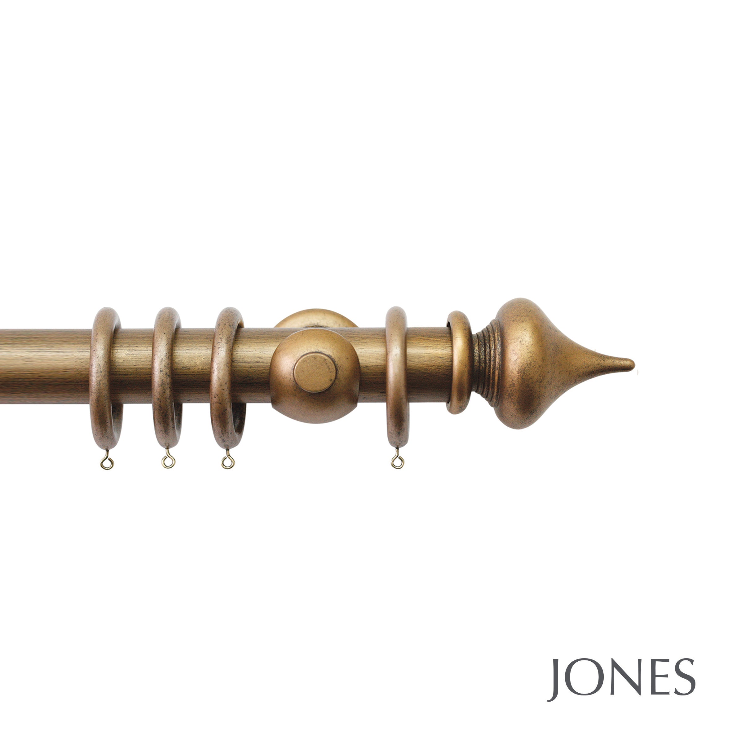 Jones Interiors Florentine Minaret Finial Curtain Pole Set in Antique Gold