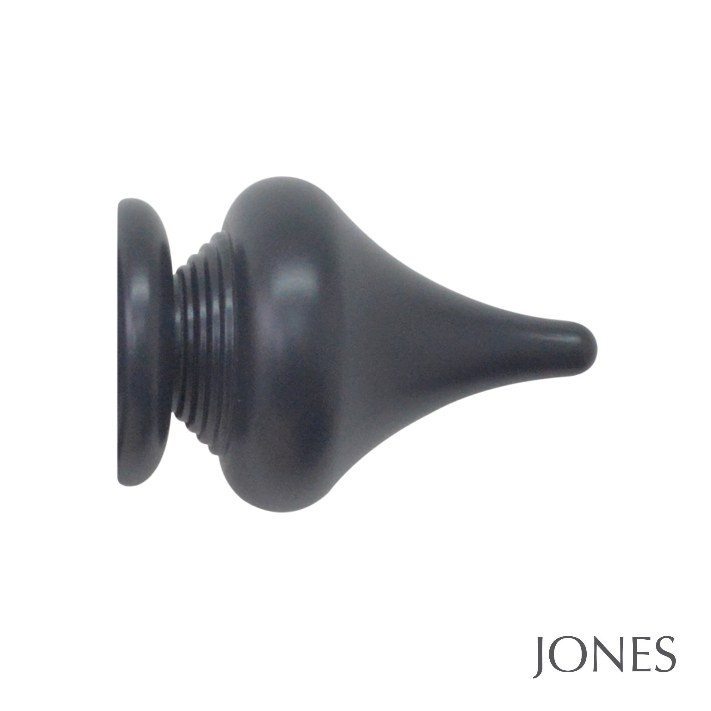 Jones Interiors Estate Minaret Finial Curtain Pole Set in Basalt