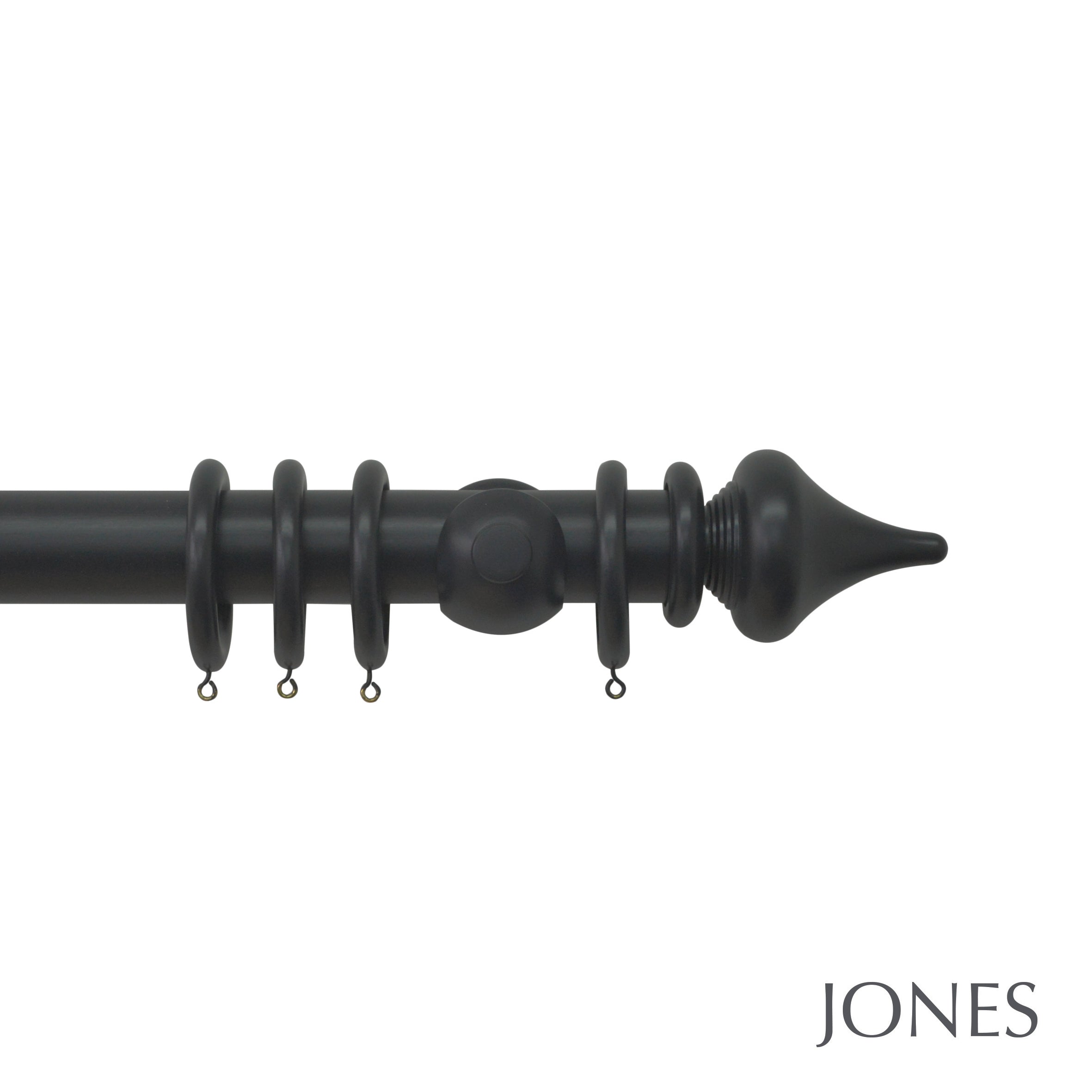 Jones Interiors Estate Minaret Finial Curtain Pole Set in Charcoal