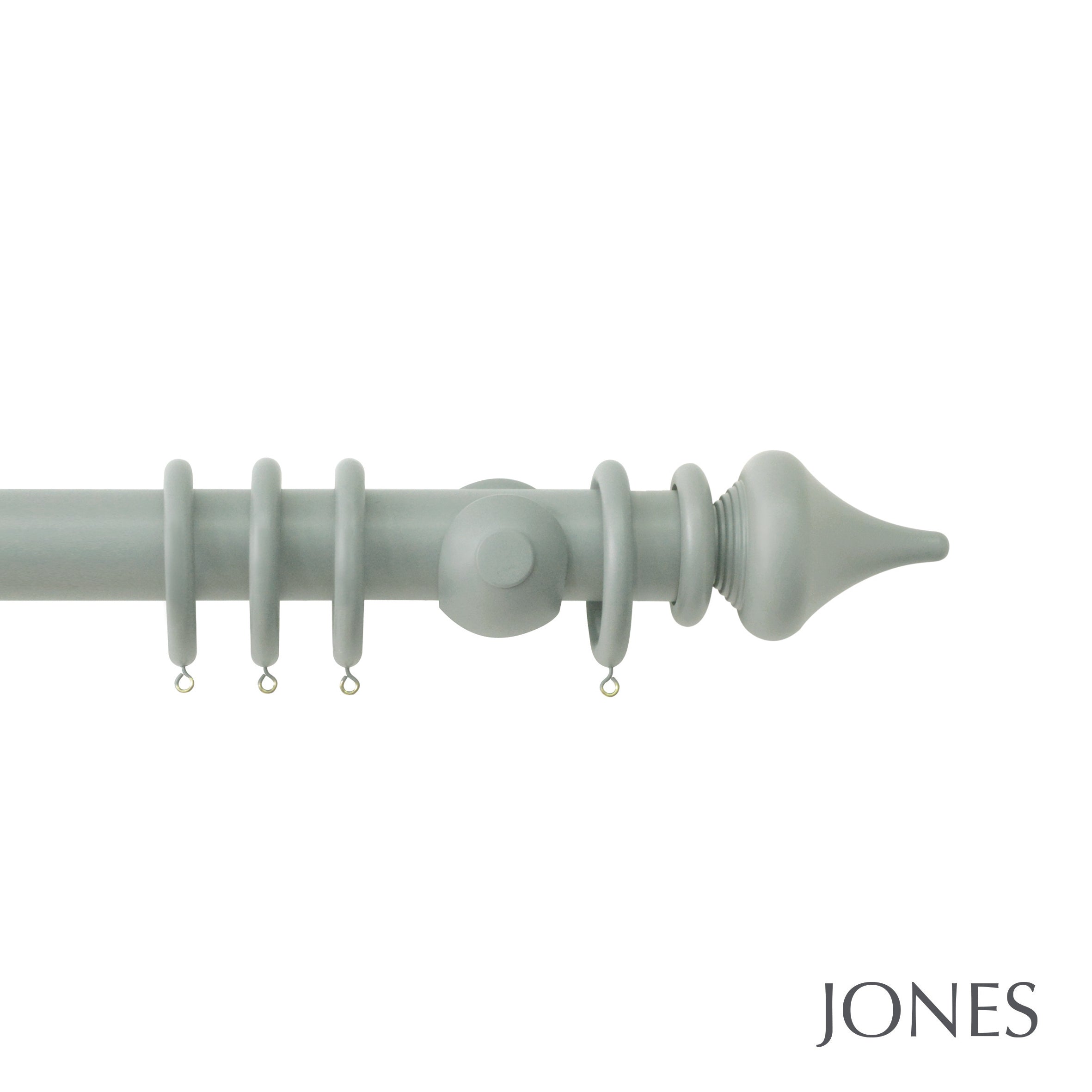 Jones Interiors Estate Minaret Finial Curtain Pole Set in Mercury