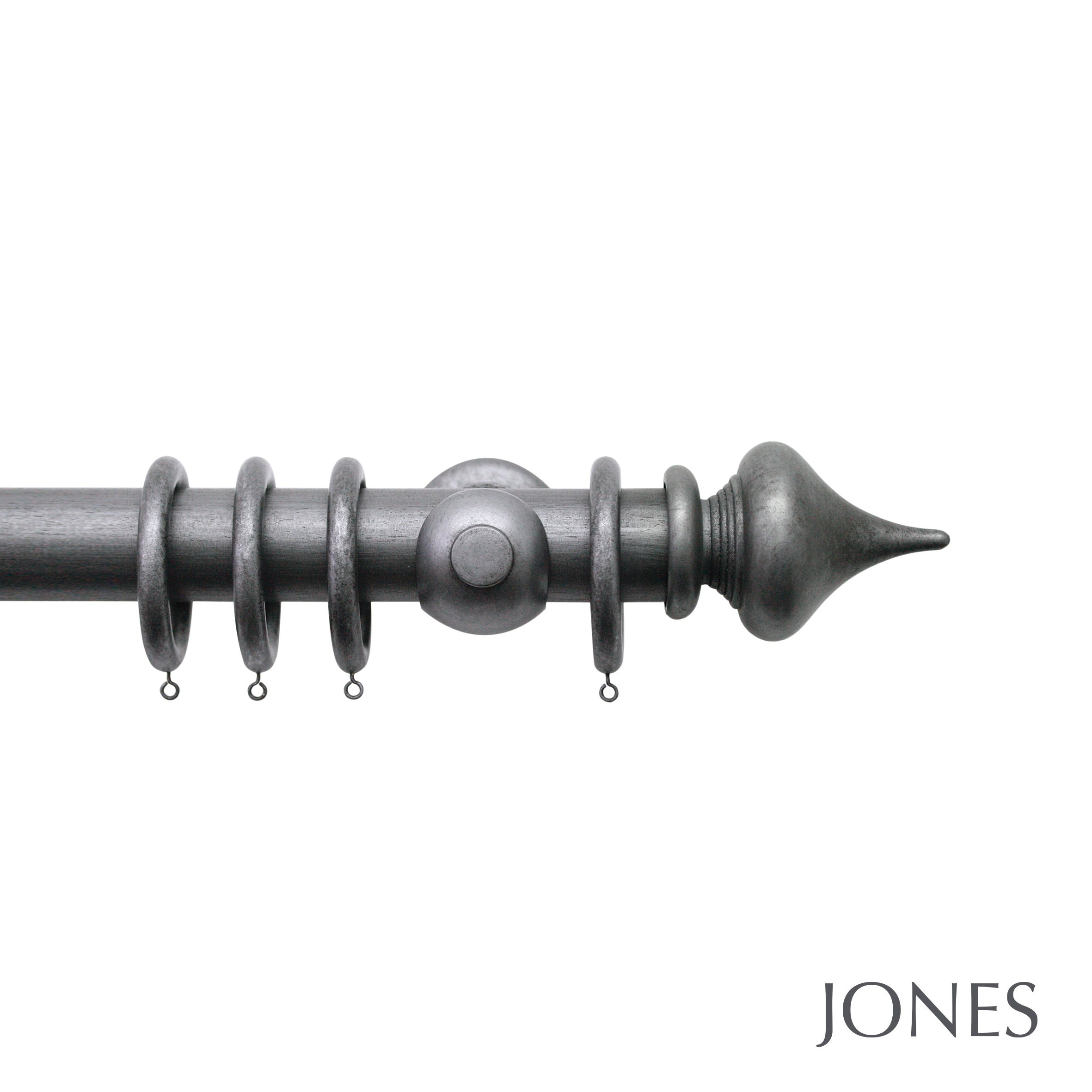 Jones Interiors Florentine Minaret Finial Curtain Pole Set in Pewter