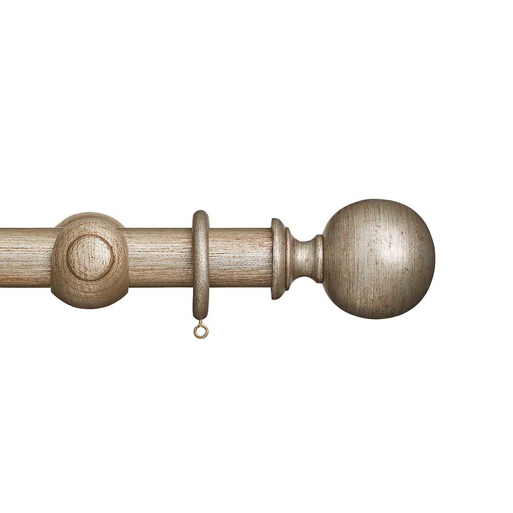 Hallis Museum Plain Ball Curtain Pole Set in Antique Silver