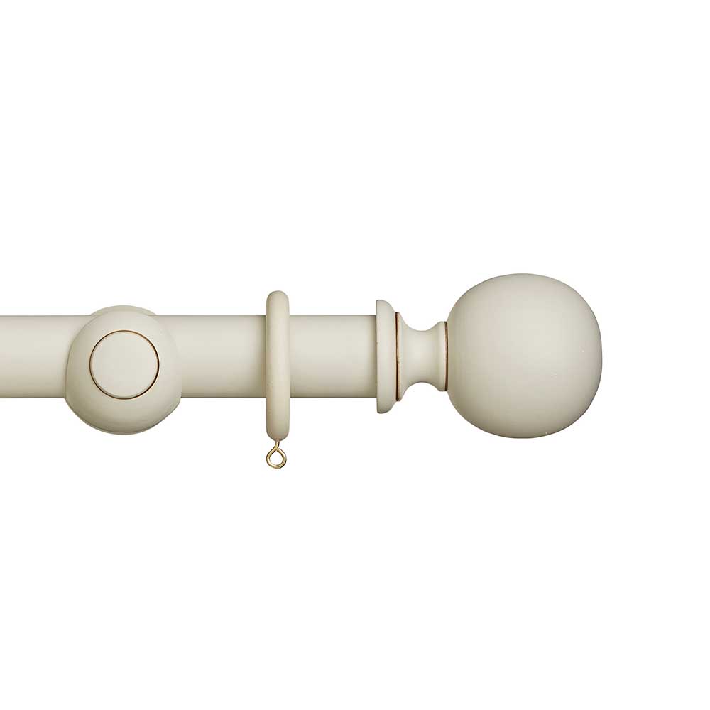 Hallis Museum Plain Ball Curtain Pole Set in Antique White