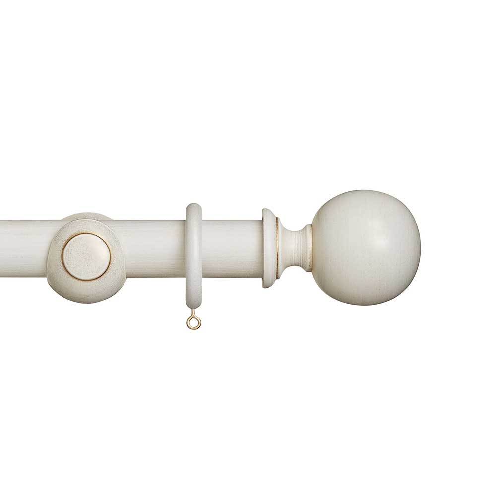 Hallis Museum Plain Ball Curtain Pole Set in Cream & Gold
