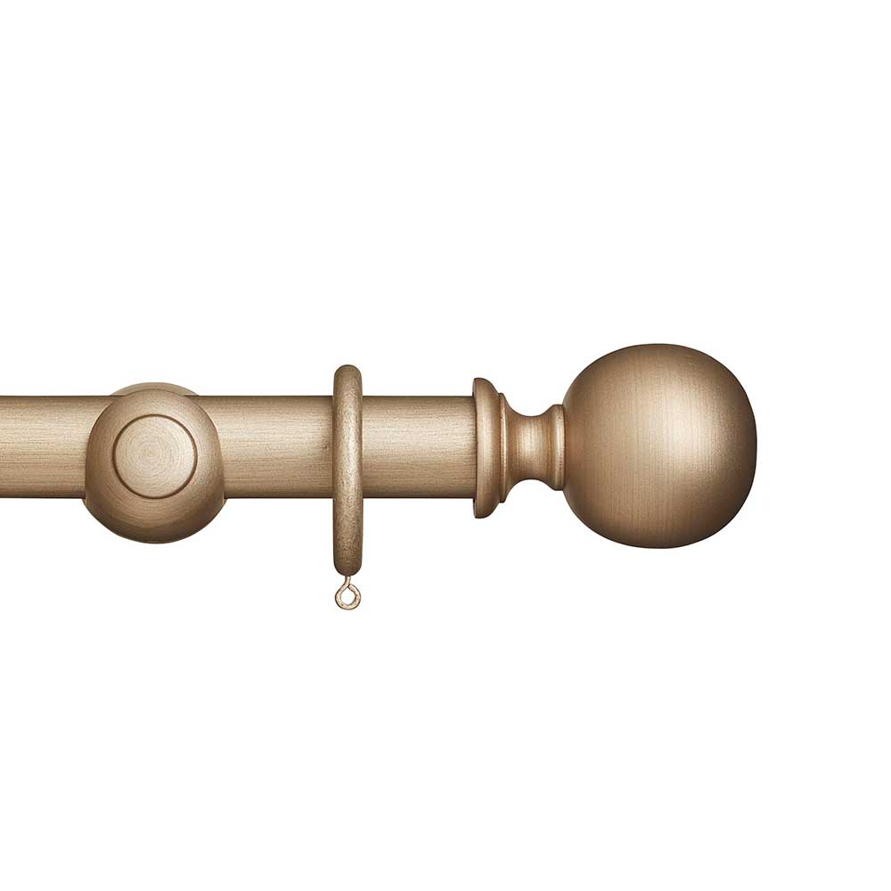 Hallis Museum Plain Ball Curtain Pole Set in Satin Oyster