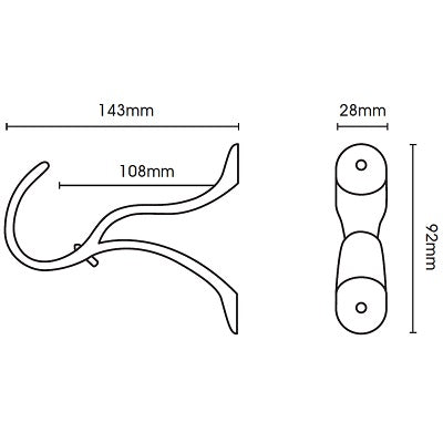 Hallis Museum End Brackets in Antique Brass