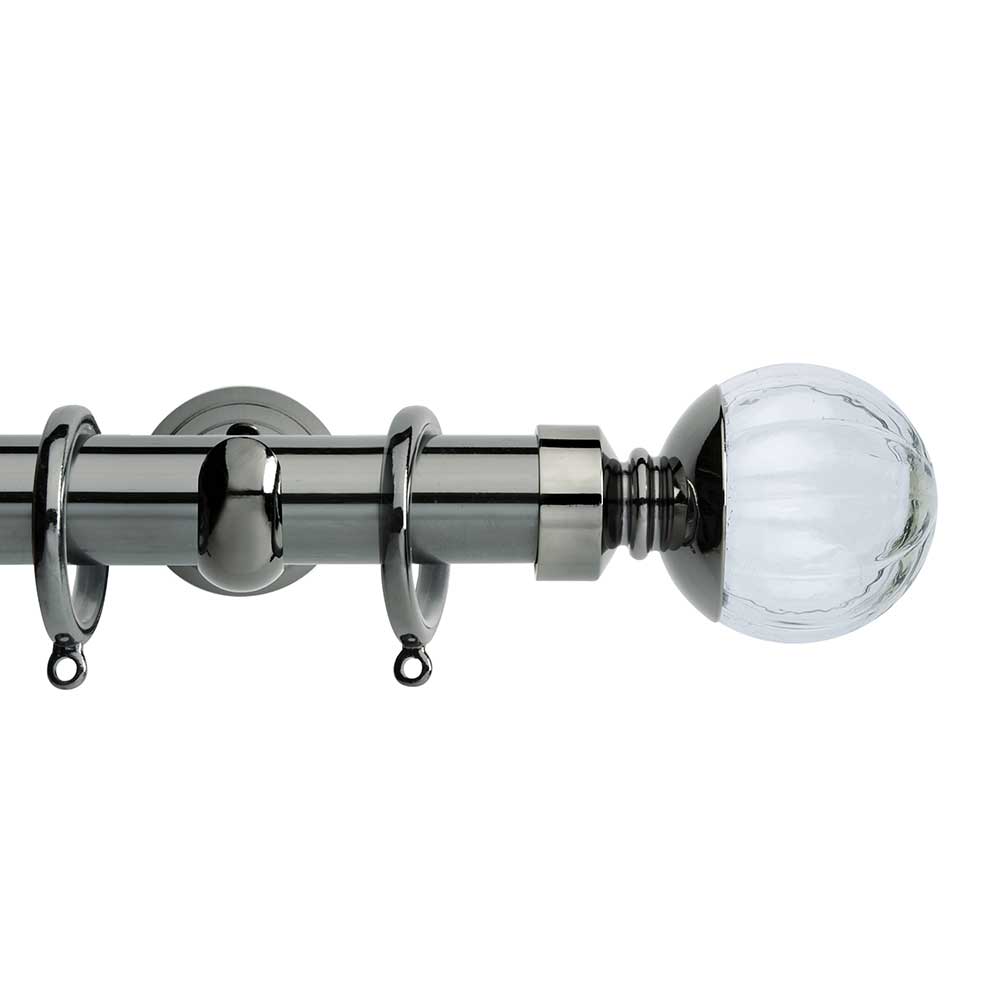 Hallis Neo Style Clear Pumpkin Bay Window Curtain Pole Set in Black Nickel