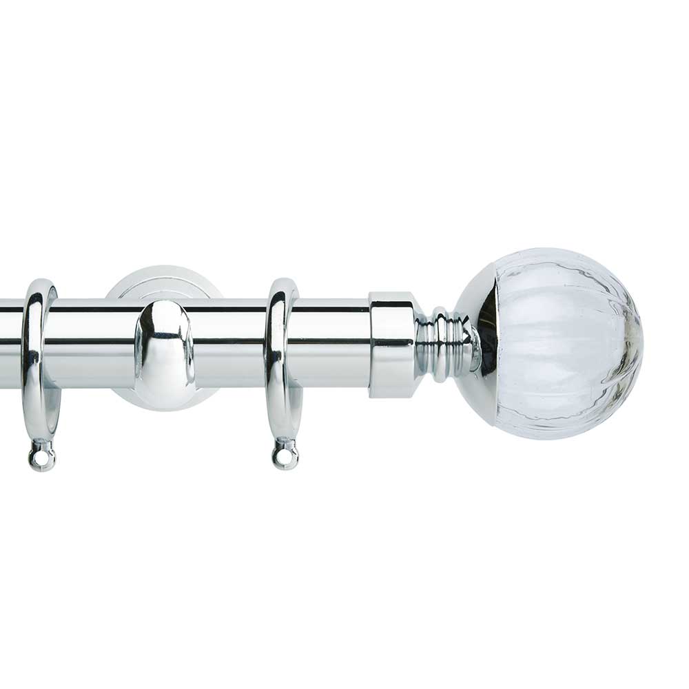 Hallis Neo Style Clear Pumpkin Bay Window Curtain Pole Set in Chrome