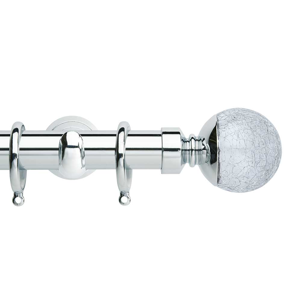 Hallis Neo Style Crackled Glass 3-Sided Bay Window Curtain Pole Set in Chrome