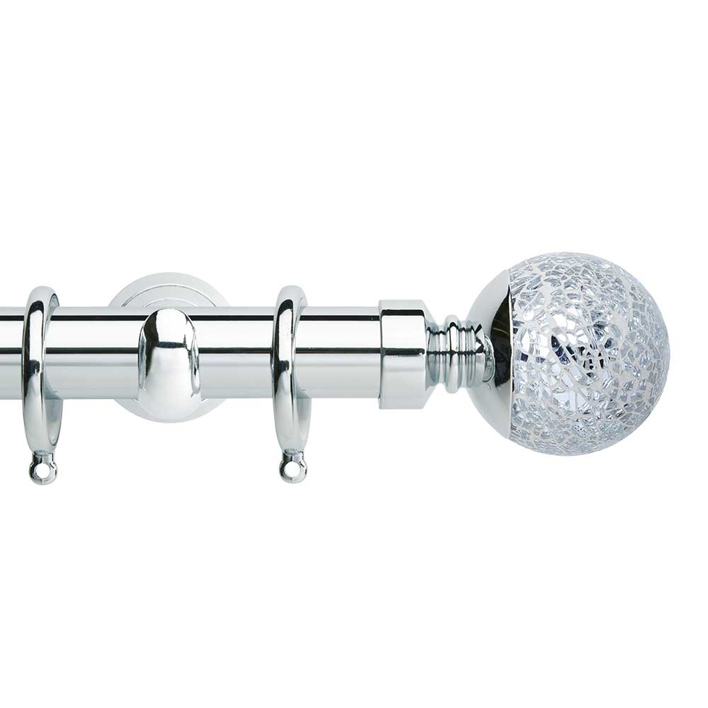 Hallis Neo Style Mosaic Ball 3-Sided Bay Window Curtain Pole Set in Chrome