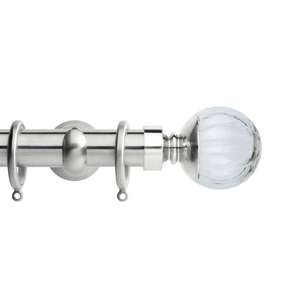 Hallis Neo Style Clear Pumpkin 3-Sided Bay Window Curtain Pole Set in Stainless Steel