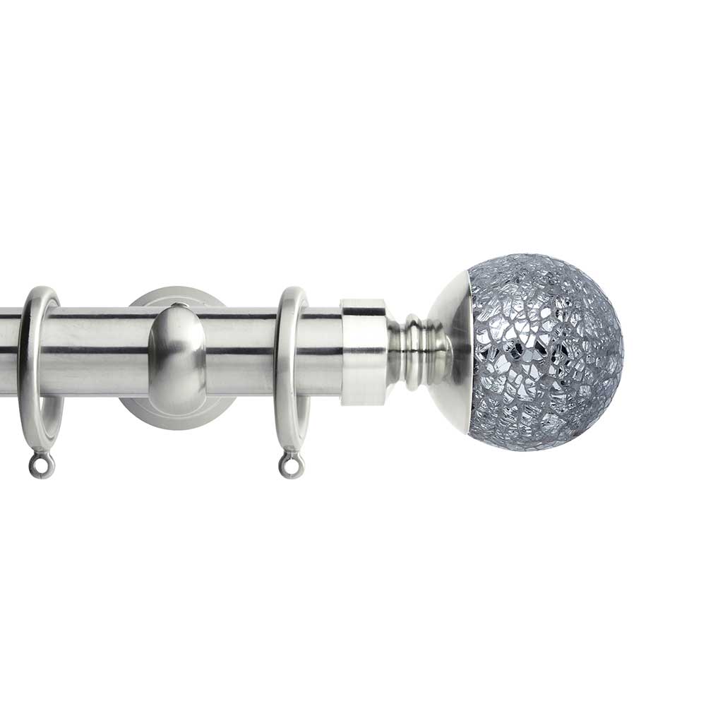 Hallis Neo Style Mosaic Ball 3-Sided Bay Window Curtain Pole Set in Stainless Steel