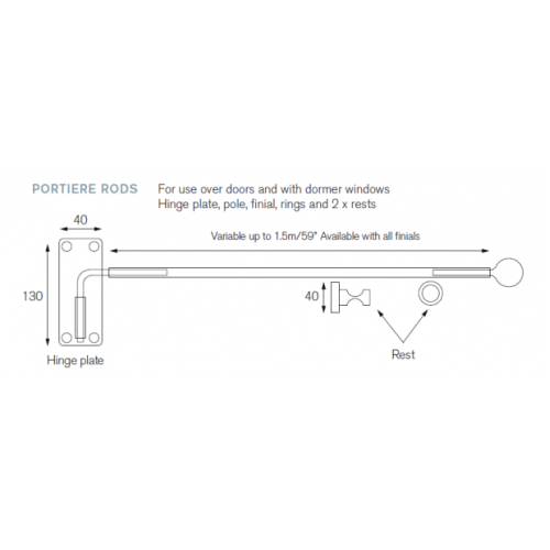 Cameron Fuller Portiere Rod Kit in Various Finishes