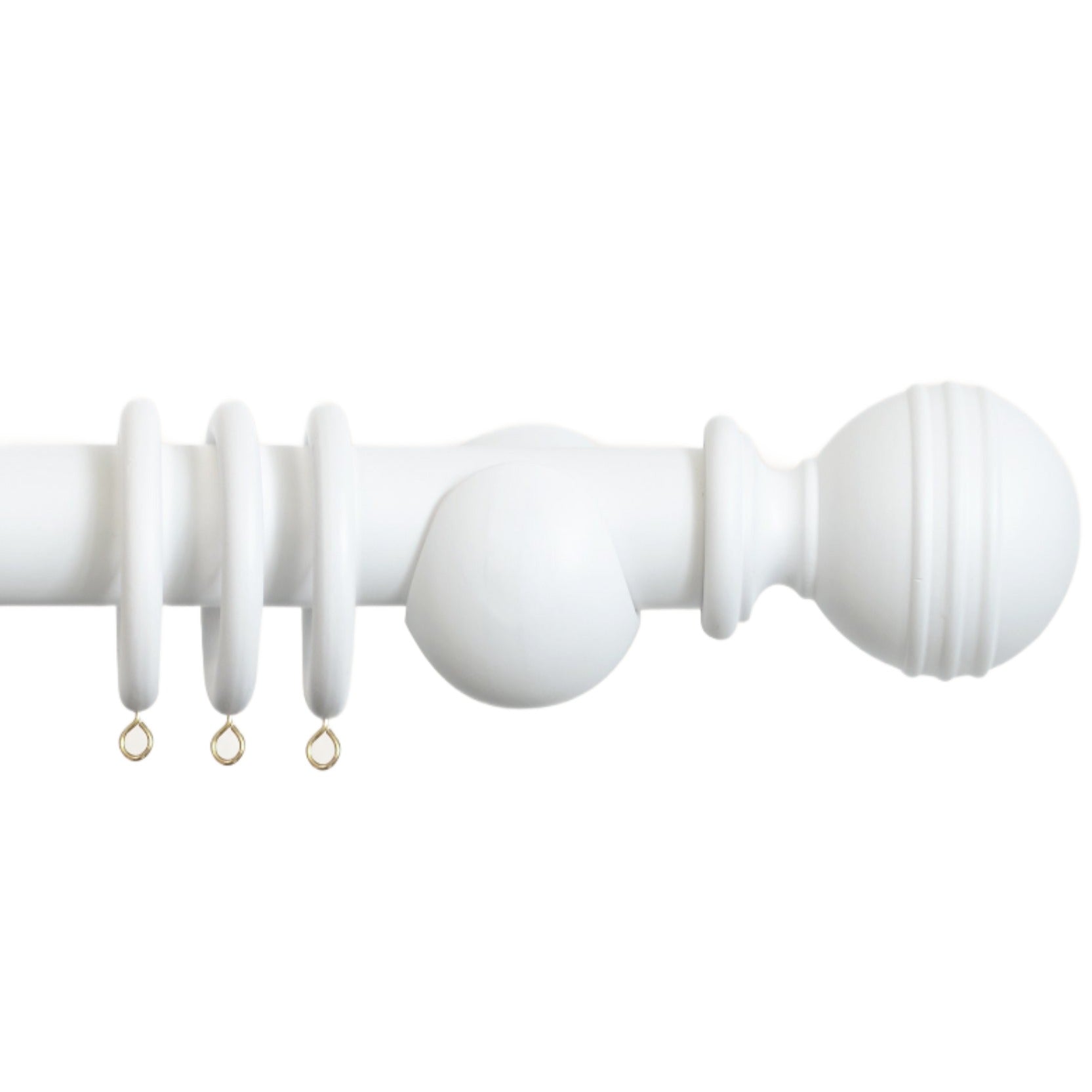 Laura Ashley Wood Ribbed Ball Curtain Pole Set in Cotton