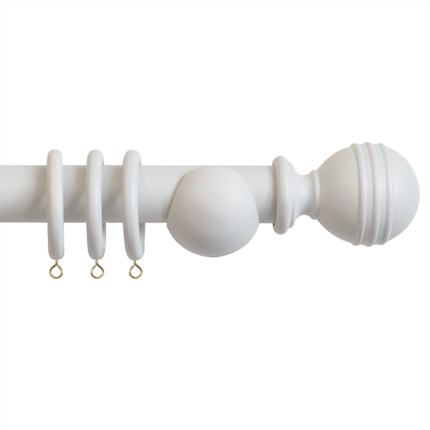 Laura Ashley Wood Ribbed Ball Curtain Pole Set in Pale Dove Grey