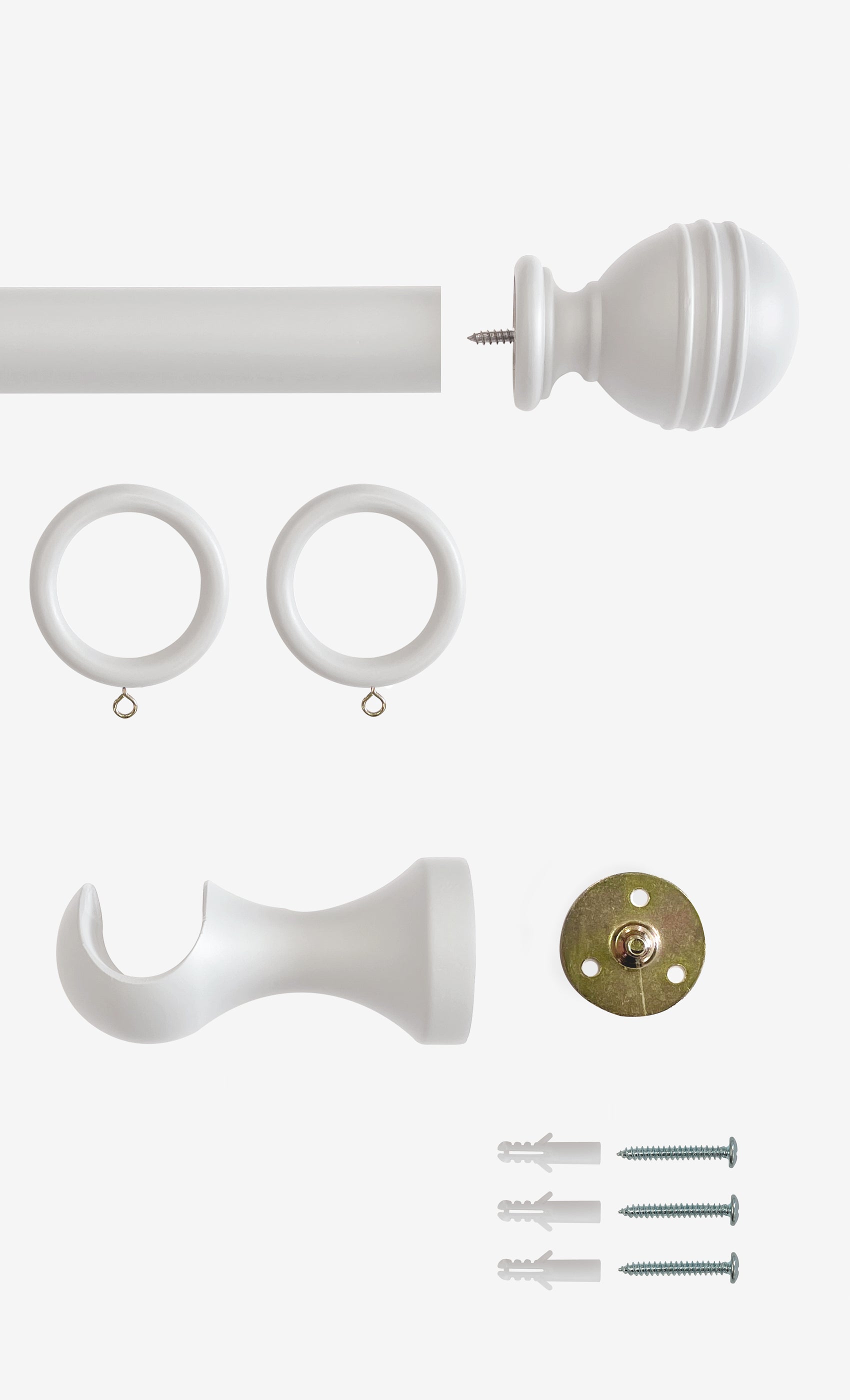 Laura Ashley Wood Ribbed Ball Curtain Pole Set in Pale Dove Grey