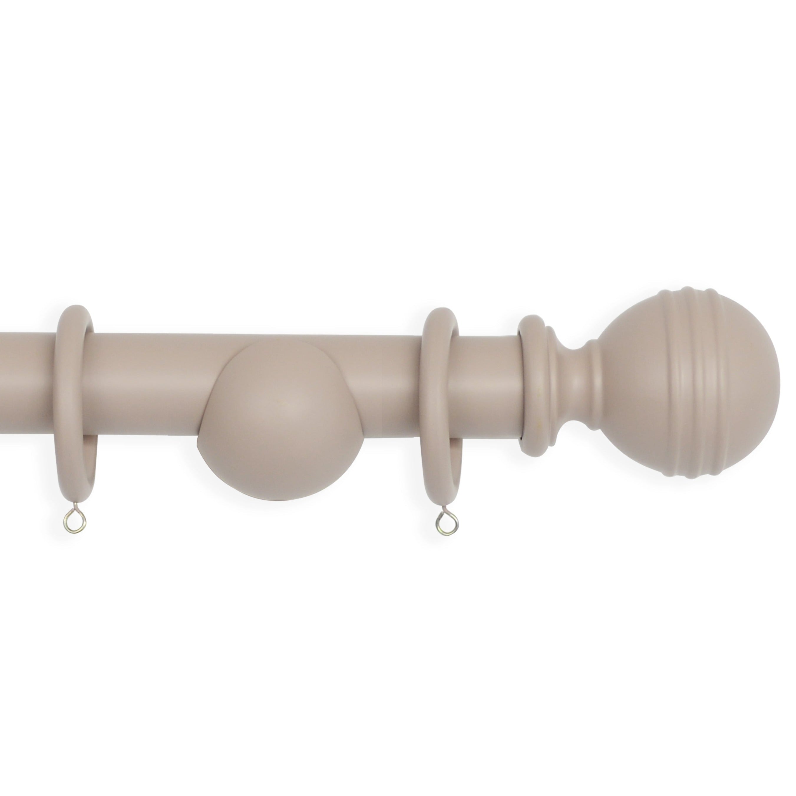 Laura Ashley Wood Ribbed Ball Curtain Pole Set in Truffle