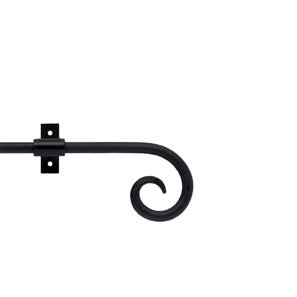 Hallis Artisan Curl Wrought Iron Curtain Pole Set in Black