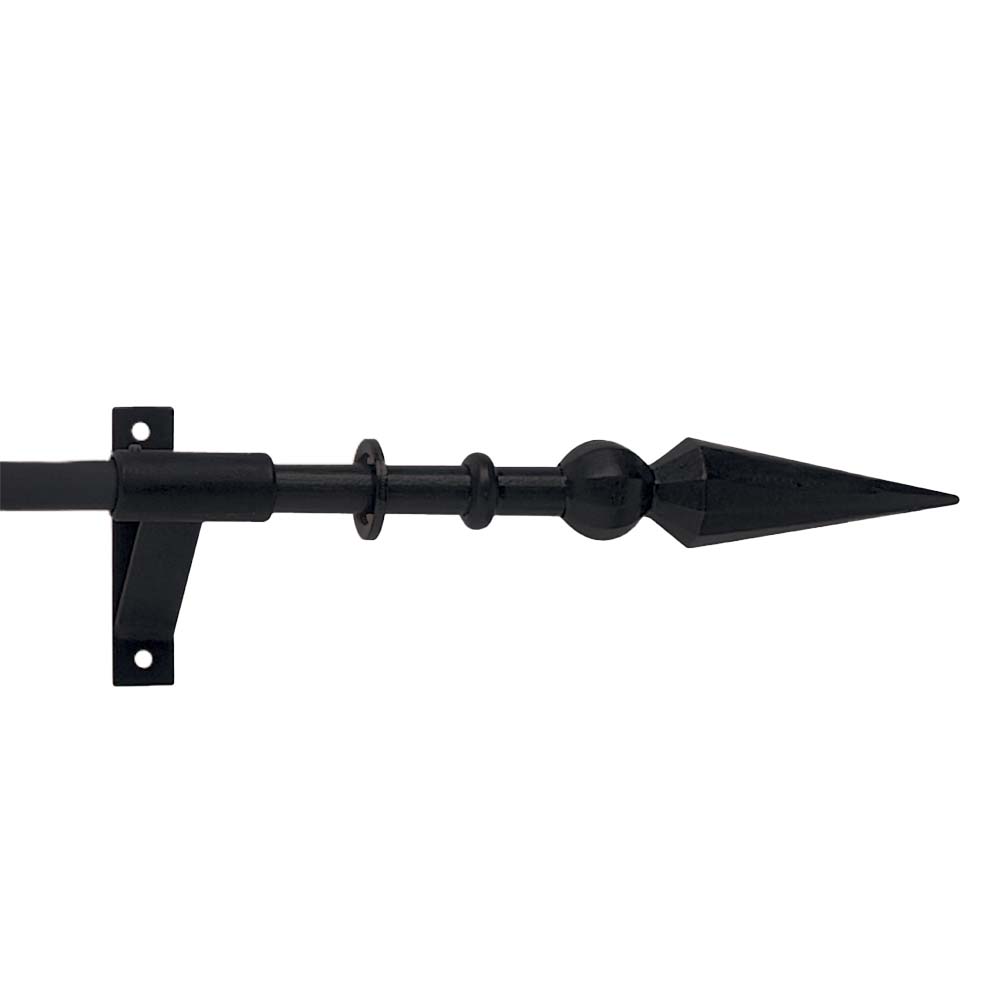 Hallis Artisan Ball & Spear Wrought Iron Curtain Pole Set in Black
