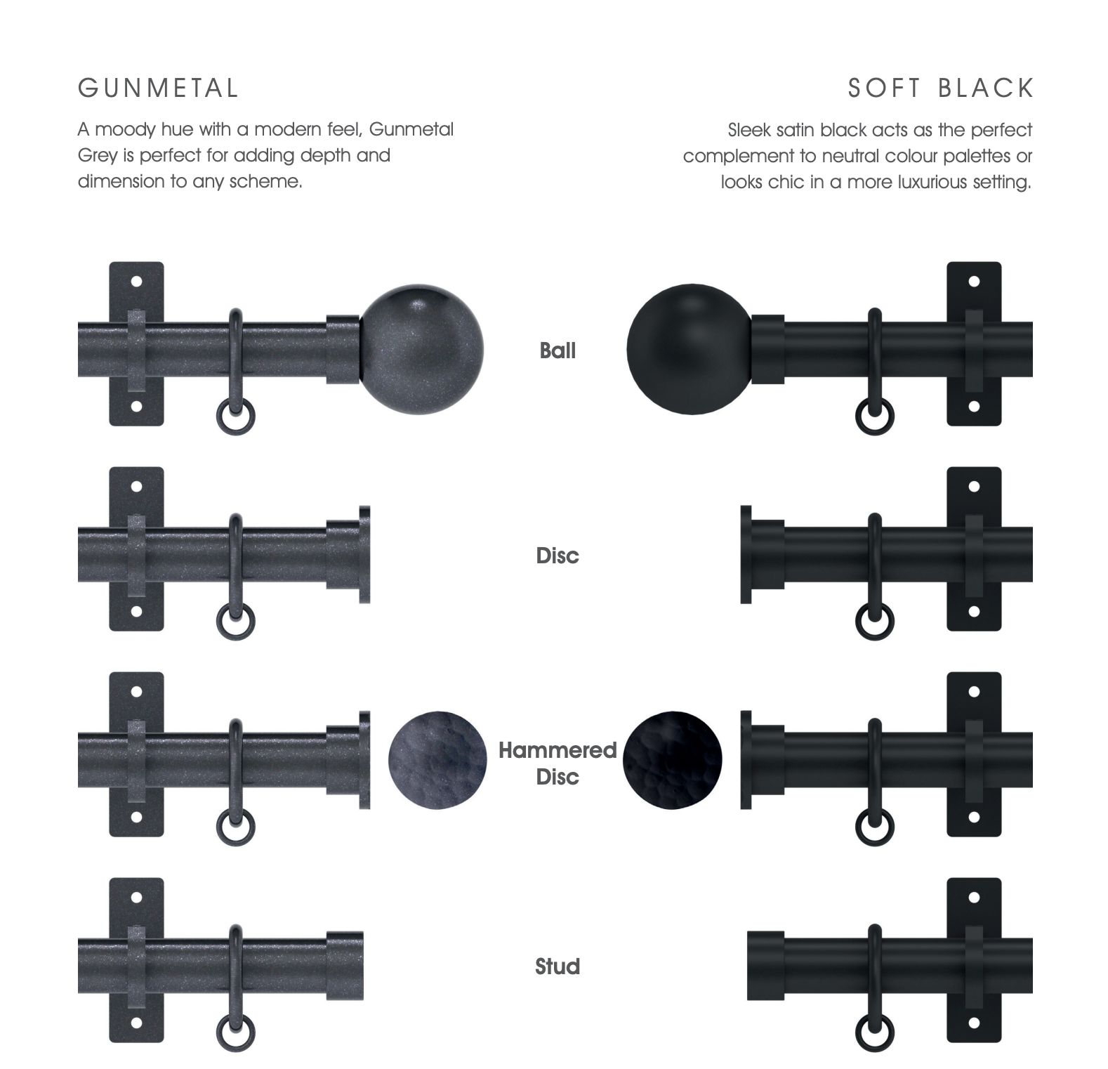 Hallis Arc 25mm/25mm Double Curtain Pole Set