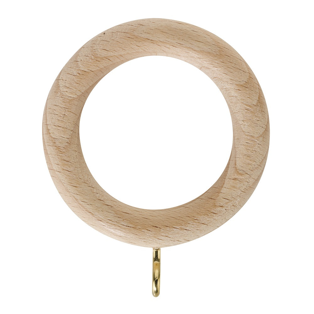 Hallis Unfinished Wood Poles Curtain Pole Rings in Unfinished