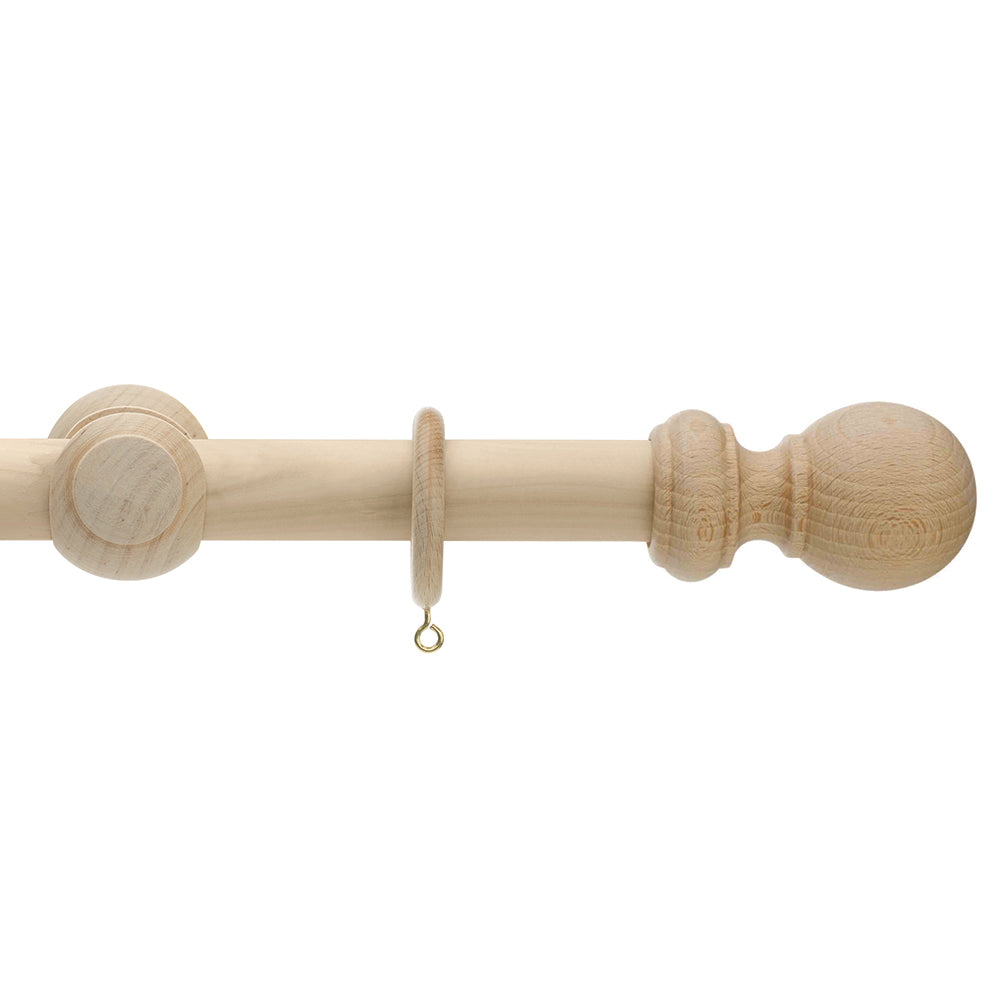 Hallis Unfinished Curtain Pole Set in Unfinished wood