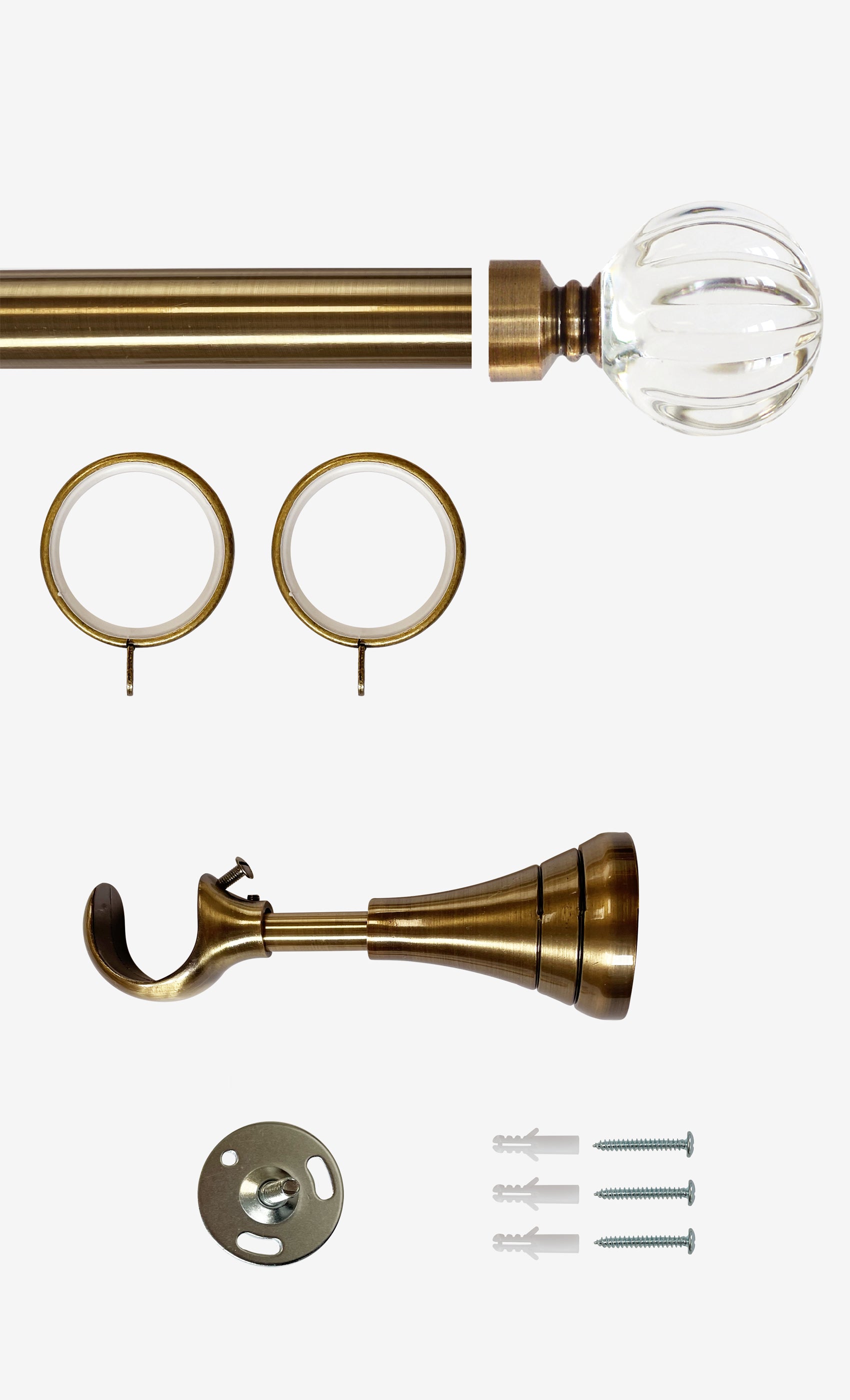 Laura Ashley Vivien Curtain Pole Set in Antique Brass