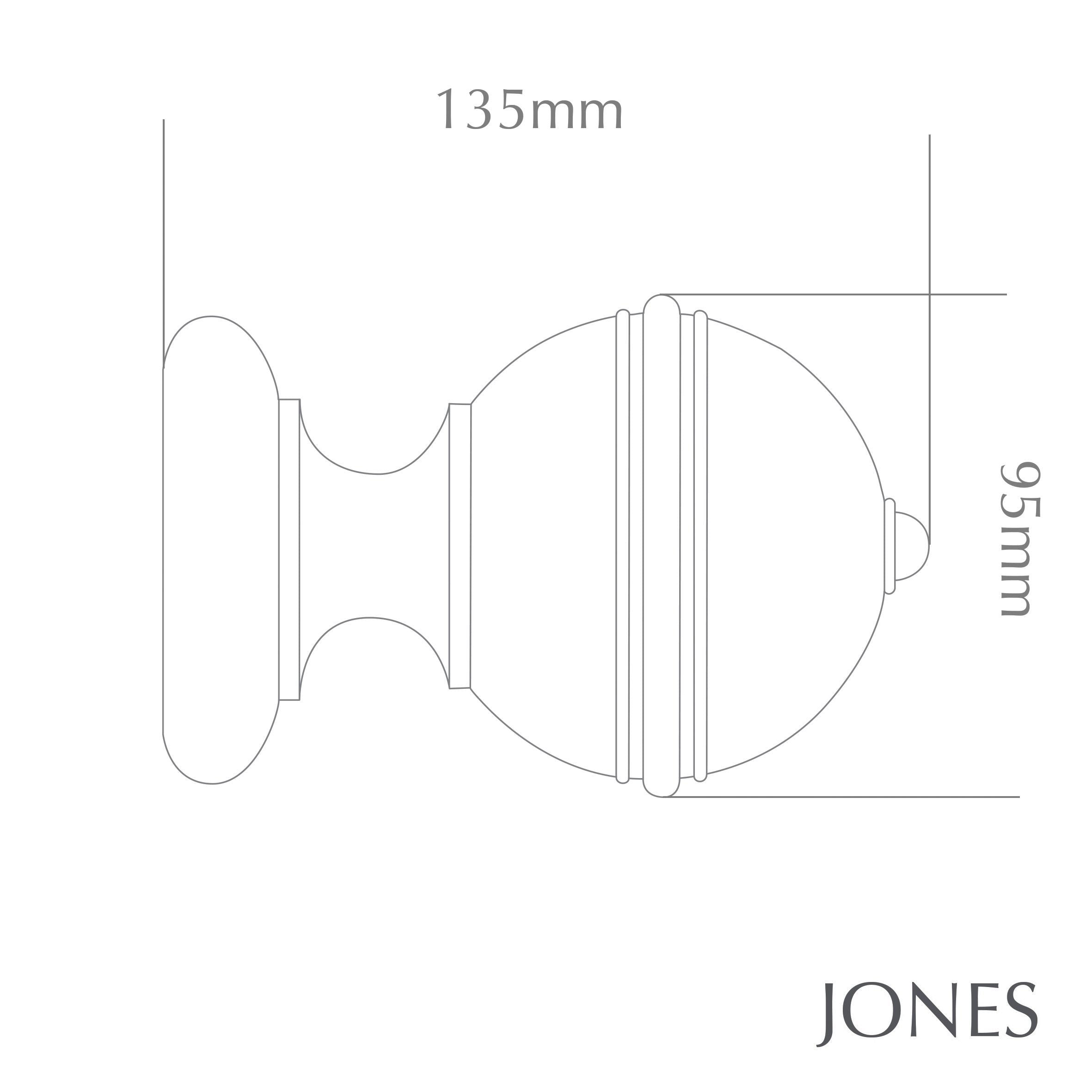 Jones Interiors Estate Ribbed Ball Finial Curtain Pole Set in Shingle