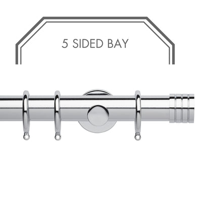 Hallis Neo Chrome Stud 5-Sided Bay Window Curtain Pole Set