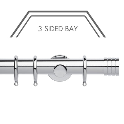 Hallis Neo Chrome Stud 3-Sided Bay Window Curtain Pole Set