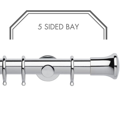 Hallis Neo Chrome Trumpet 5-Sided Bay Window Curtain Pole Set