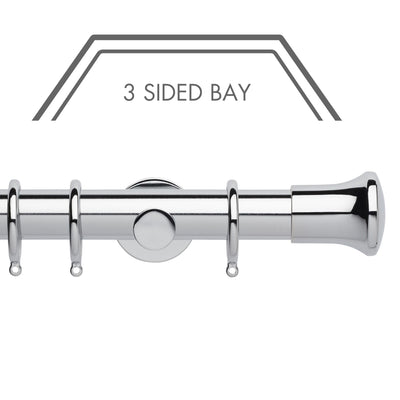 Hallis Neo Chrome Trumpet 3-Sided Bay Window Curtain Pole Set