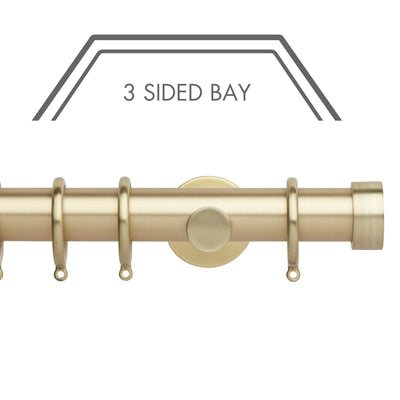 Hallis Neo Gold End Cap 3-Sided Bay Window Curtain Pole Set
