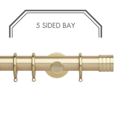 Hallis Neo Gold Stud 5-Sided Bay Window Curtain Pole Set