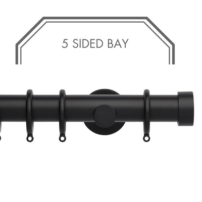 Hallis Neo Matt Black End Cap 5-Sided Bay Window Curtain Pole Set