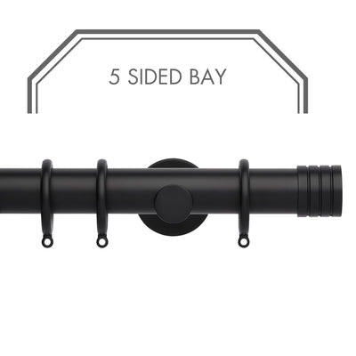Hallis Neo Matt Black Stud 5-Sided Bay Window Curtain Pole Set