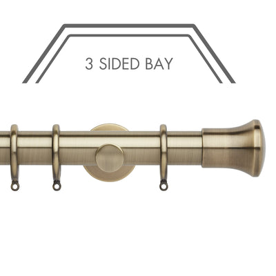 Hallis Neo Spun Brass Trumpet 3-Sided Bay Window Curtain Pole Set
