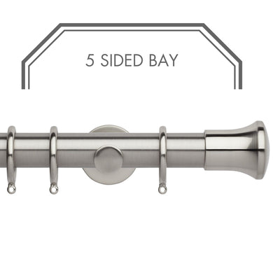Hallis Neo Stainless Steel Trumpet 5-Sided Bay Window Curtain Pole Set