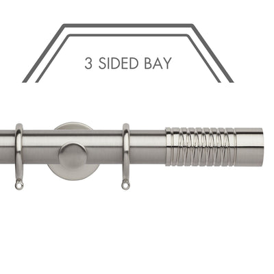 Hallis Neo Stainless Steel Wired Barrel 3-Sided Bay Window Curtain Pole Set