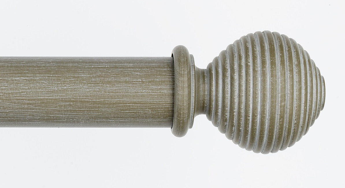 Byron & Byron Barnwood Ives Finial Curtain Pole Set in Barnwood White