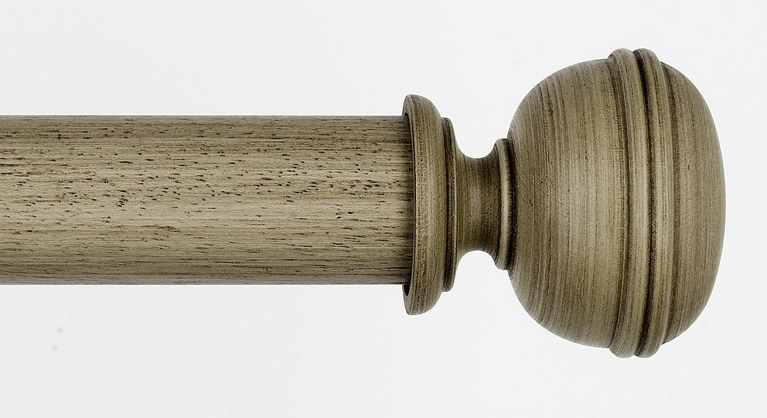 Byron & Byron Barnwood Lamorna Finial Curtain Pole Set in Barnwood Cream