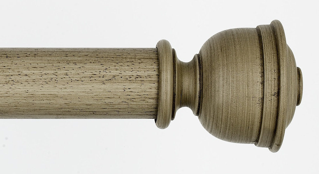 Byron & Byron Barnwood Austel Finial Curtain Pole Set in Barnwood Cream