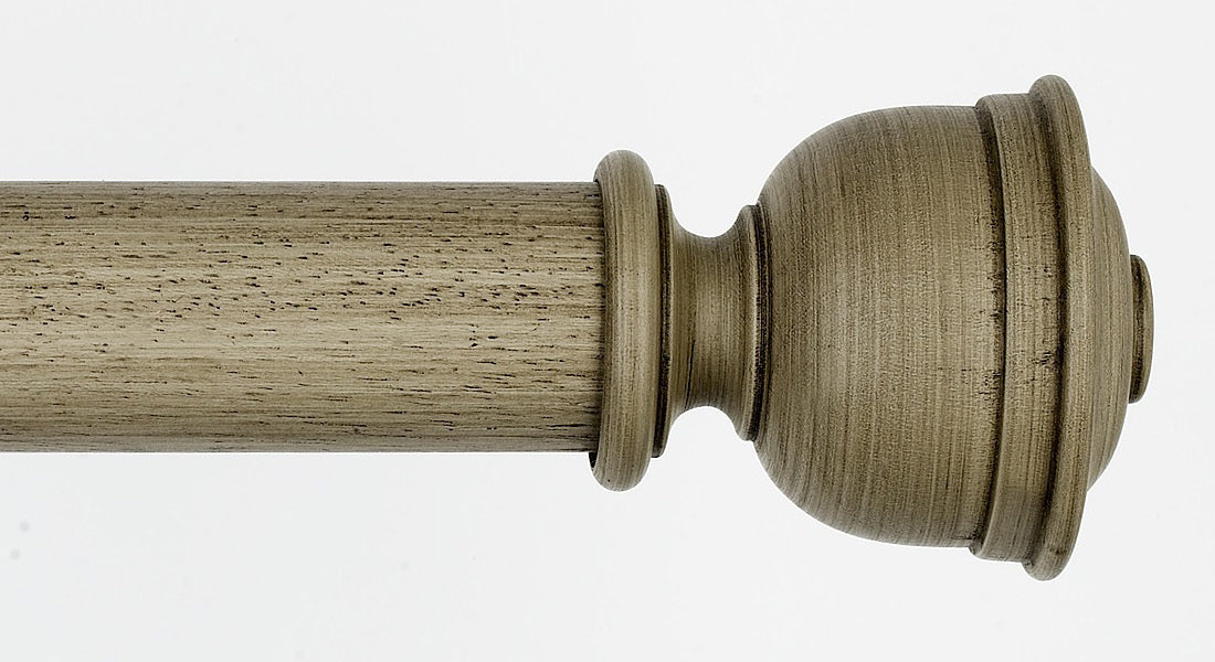 Byron &amp; Byron Barnwood Austel Finial Curtain Pole Set in Barnwood Cream