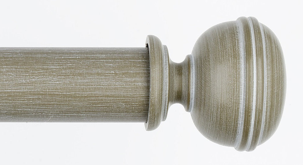 Byron &amp; Byron Barnwood Lamorna Finial Curtain Pole Set in Barnwood White