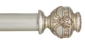 Byron &amp; Byron Manor Victoria Finial Curtain Pole Set in Burnished Silver