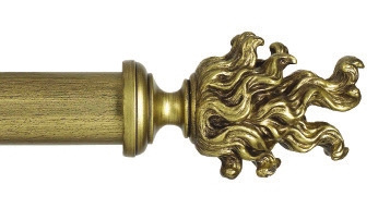 Byron & Byron Manor Brunswick Finial Curtain Pole Set in Antiqued Gold