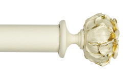 Byron & Byron Floral Romantics Peony Finial Curtain Pole Set in Cream Gold